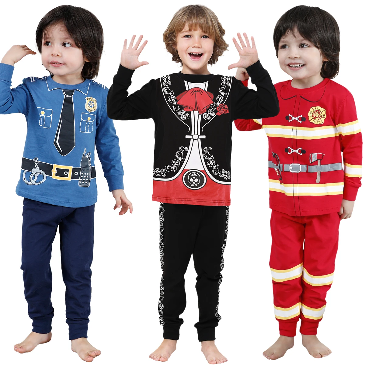 Kids Pajamas for Boys Toddler Police Fireman Unicorn Skeleton