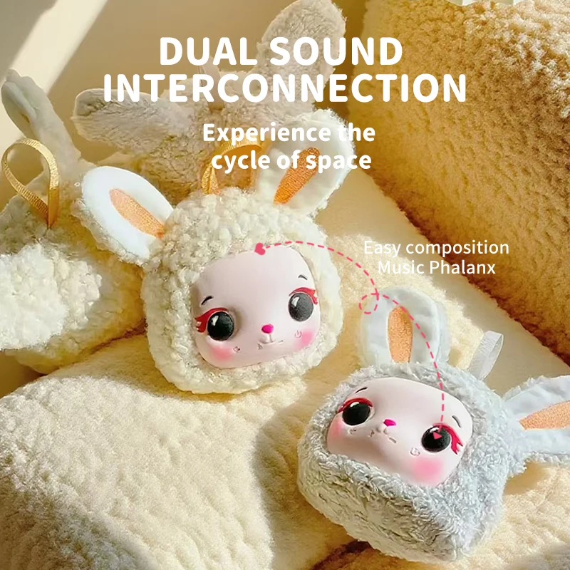 Plush Rabbit Bluetooth5.3 Speaker Mini Portable Stereo Sound Bluetooth Audio Player Cute MP3 Music with TF Slot Birthday Gifts