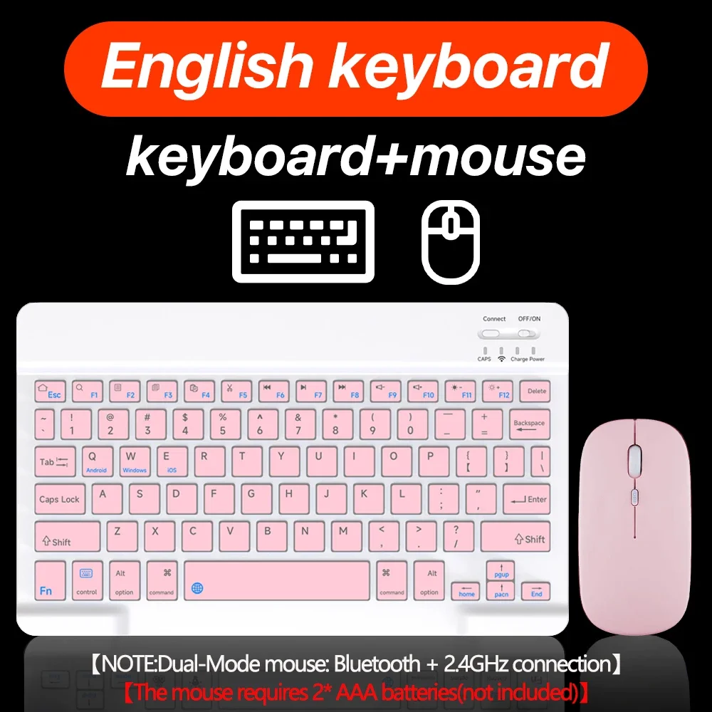 thumbnail image 1 of Teclado y ratón inalámbricos compatibles con Bluetooth para Android, Windows, tabletas, iPad, PC, teclado, ratón inalámbrico, teclado para juegos, 1 of 5