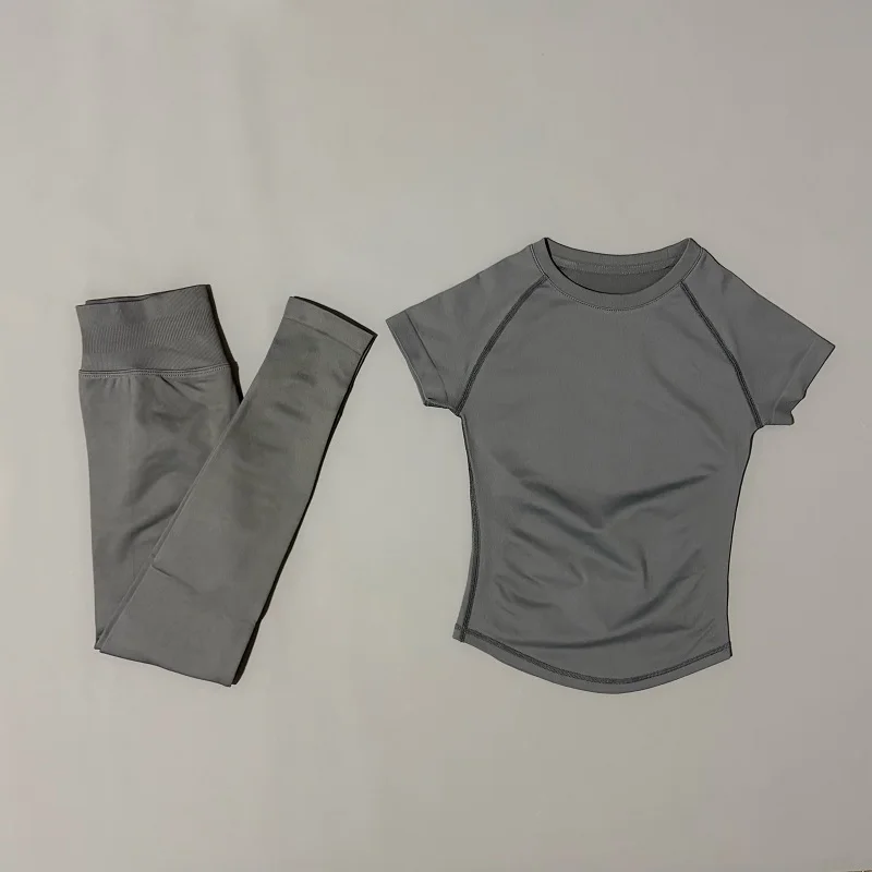 Women's Casual Two-Piece Set: Short Sleeve Top & High Waist Long Pants