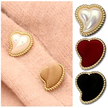 

3PCS Cute Peach Heart Decorative Metal Sewing Buttons for Clothing Child Coat Button Female Sweater Cardigan Suit Windbreaker