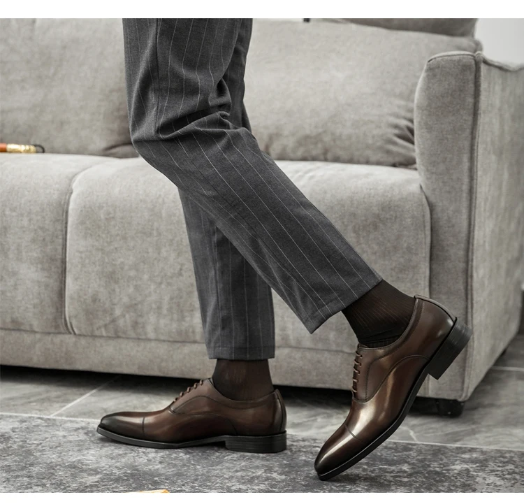Mens Leather Dress Shoes Handmade Square Toe Leather Dress Shoes for Men British Craftsmanship