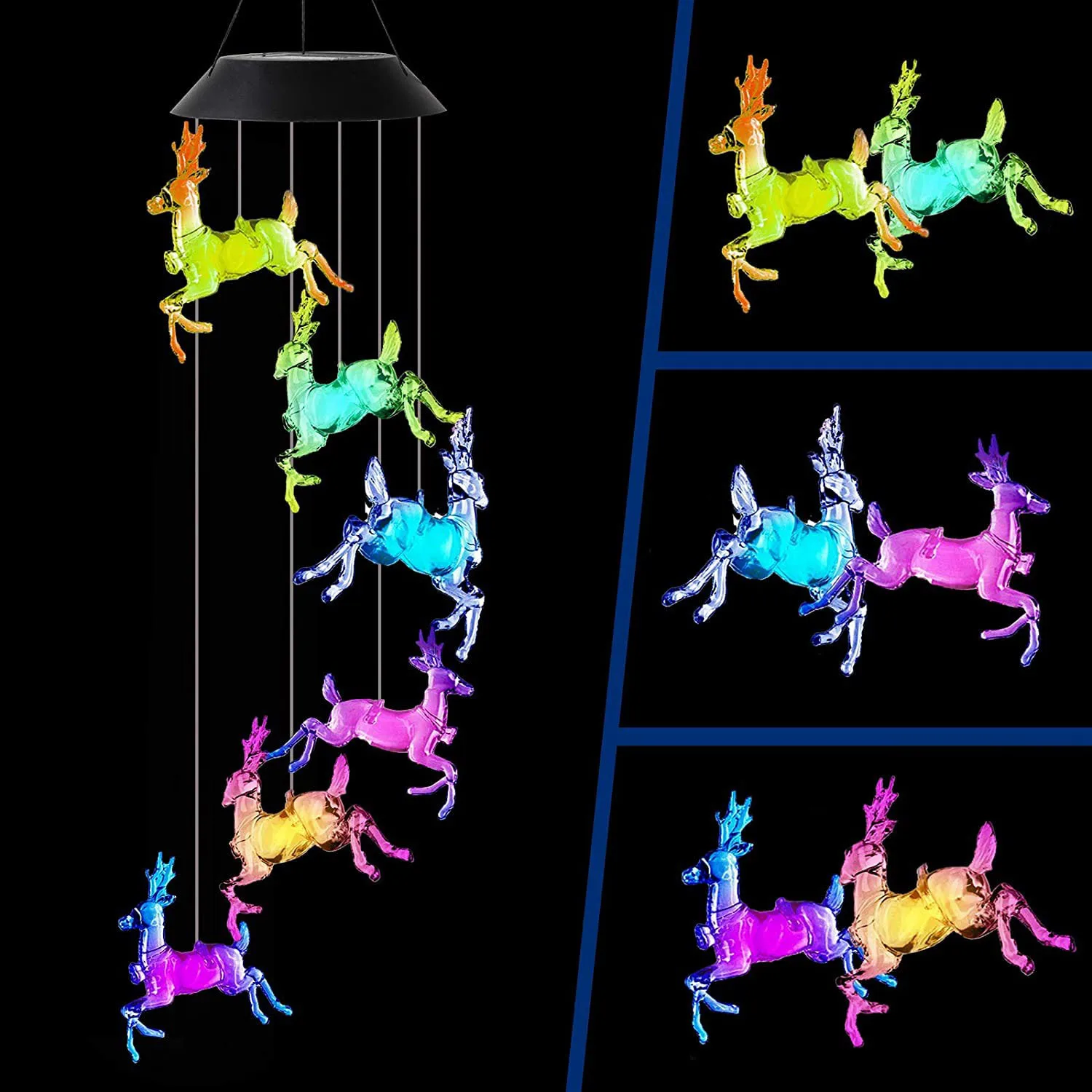 1set Wind Chimes Solar powered for patio and outdoor decorations Wind Chimes and Hanging Decorations for Christmas, Easter Decor