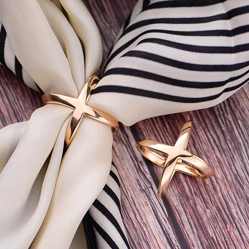 Cross Scarf Clip X Shape Metal Shawl Brooch For Women Hollow Bow Scarves Buckle Holder Clothing Accessories shawl brooch