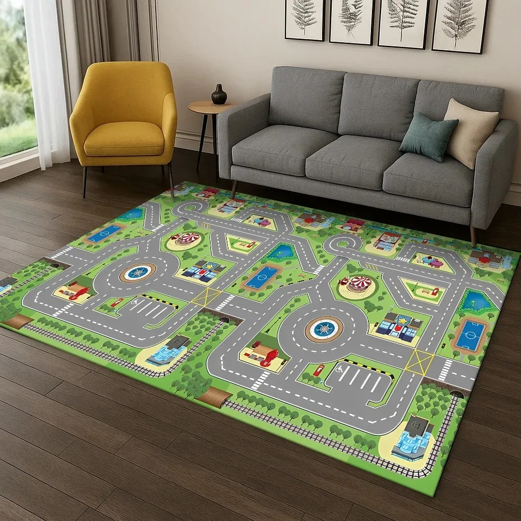 שטיח תנועה מדמה עיר כביש לחדר שינה סלון ספה מזרנים דלתות קישוט חדר משחקים לילדים מזרנים לרצפה אנטי החלקה