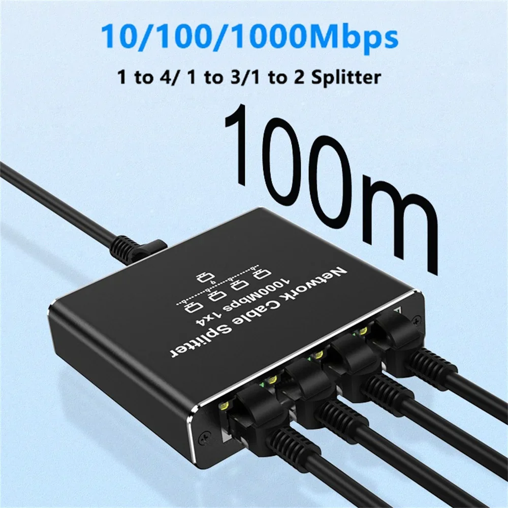 Gigabit Ethernet Adapter & Splitter - High-Speed 4-Port RJ45 LAN Hub