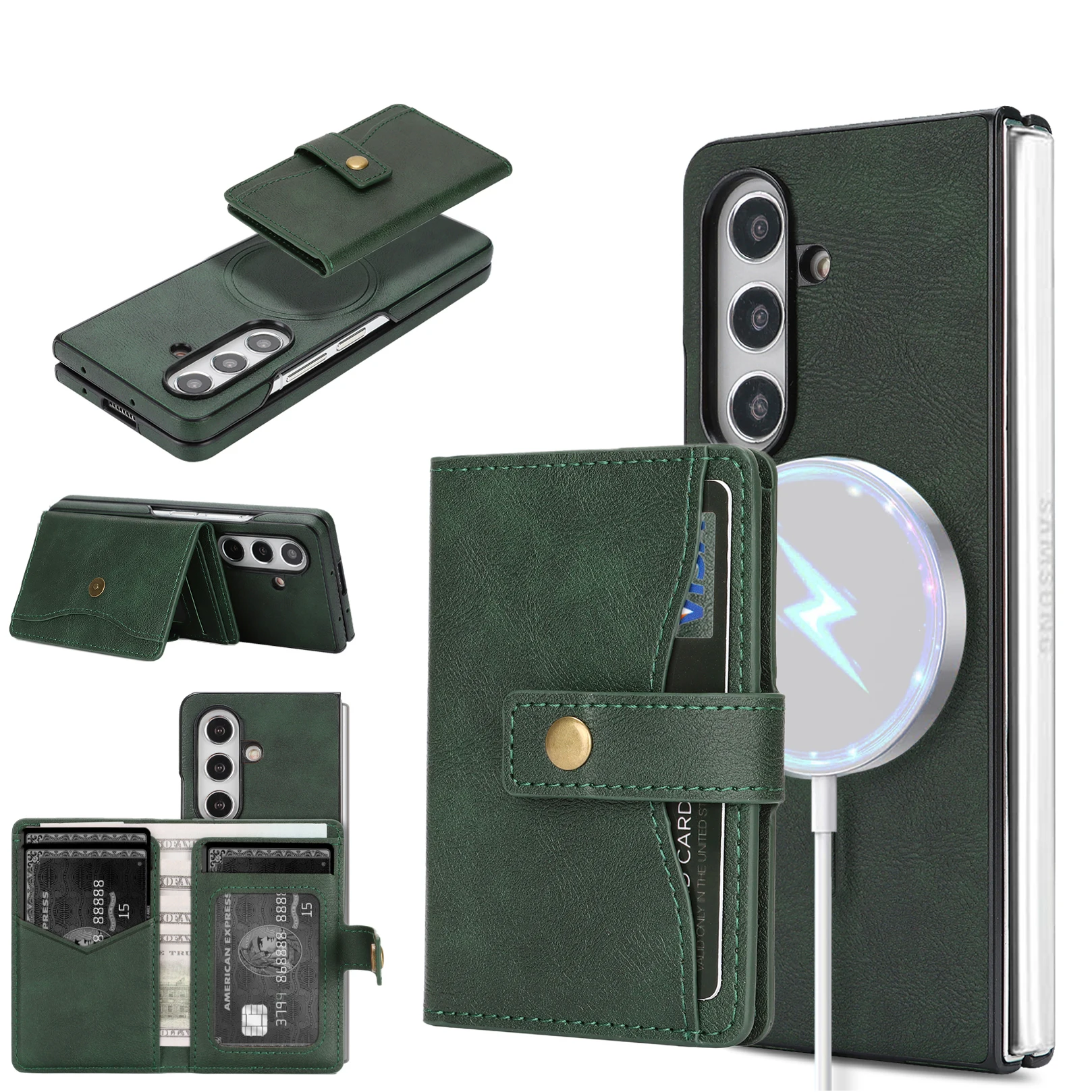 Premium Faux Leather Wallet Case with Card Holder and Kickstand