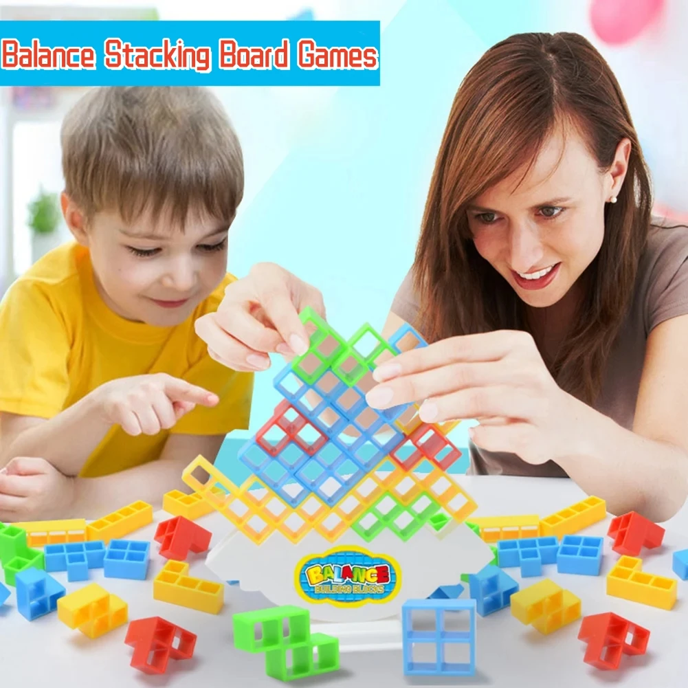 16-60PCS Building Block Brick Toy Balance Stacked Tetra Tower Game Swing High Russian Building Blocks Stack Kid Desktop Toy