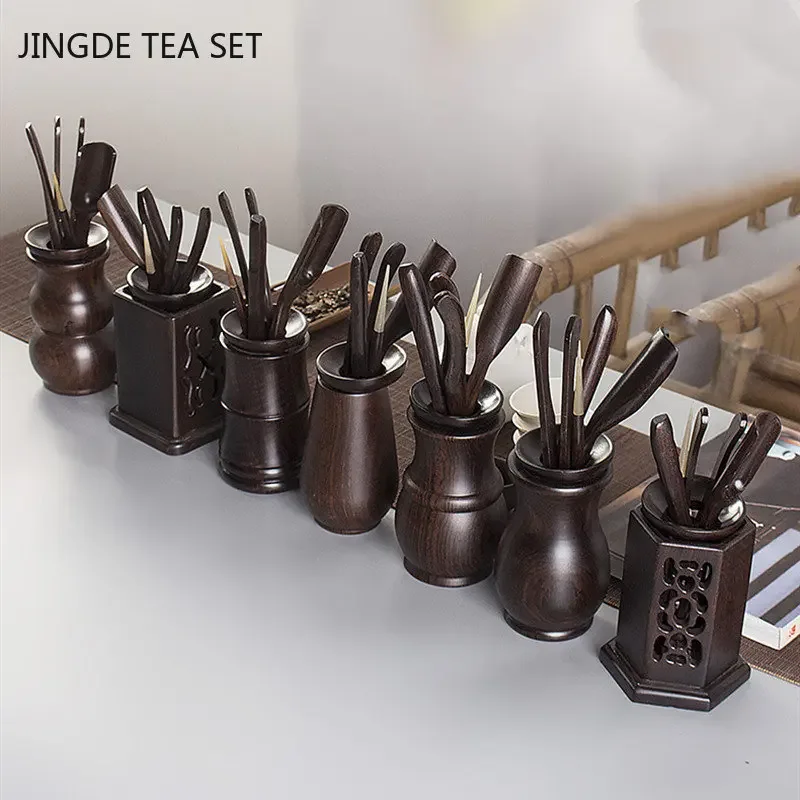 Tea Ceremony Six Gentlemen Set Chinese Tea Set Accessories Ebony Tea Making Tools Solid Wood Tea Clip Spoon Tea Art Decoration