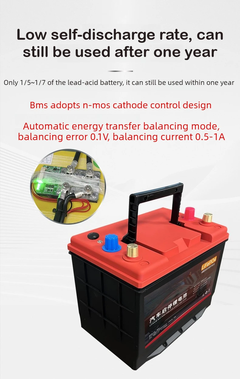 12V LiFePO4 Battery Start Stop Car Battery with Bluetooth APP Control AGM Replac