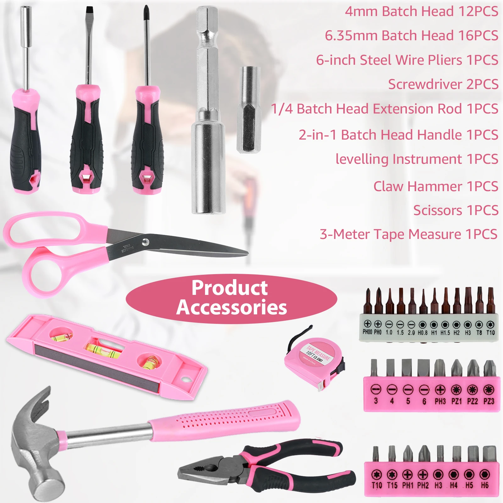 HOTO 16-delige Home Tool Kit, Basic handgereedschapset met opbergdoos - inclusief schroevendraaier, moersleutel, hamer, meetlint, tang - ideaal voor huishouden, garage, kantoor, slaapzaal reparaties