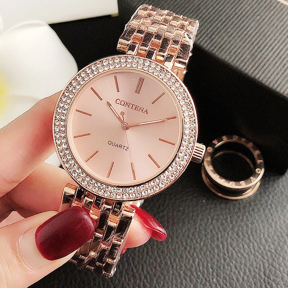Luxury Rhinestone Watch Top Brand Women Watches Fashion Gold Women's Watches Stainless Steel Ladies Watch Clock Gifts for Women 5
