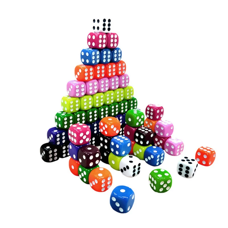 100 pz di alta qualità 12mm D6 Multi colore sei lati Spot D6 giochi di gioco dadi Set dadi opachi per Bar Pub Club Party gioco da tavolo