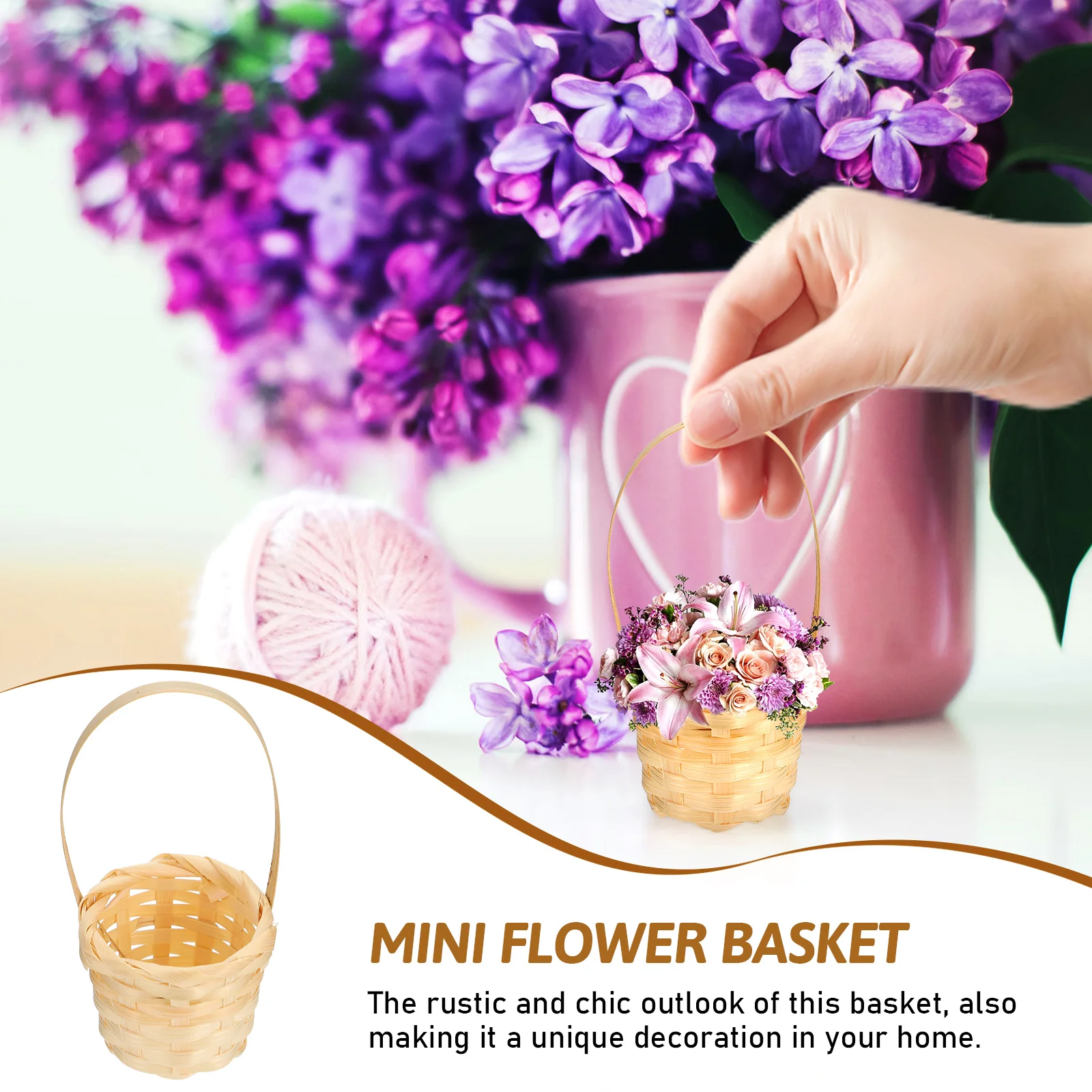 10Pcs Bamboo Woven Flower Storage Baskets Miniature Basket Hand-Woven Flower Basket Multi-Functional Basket Storage Holders
