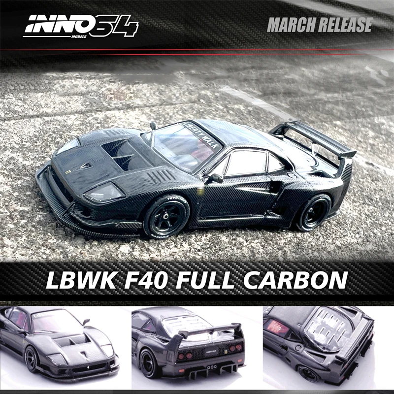 

INNO In Stock 1:64 LBWK F40 Full Carbon Chase Diecast Diorama Car Model Collection Miniature Toys