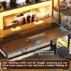 SEDETA Gaming Desk 78.8'' with LED Lights Hutch and Storage Shelves Computer Desk with Monitor Stand Large PC Gamer Desk 4