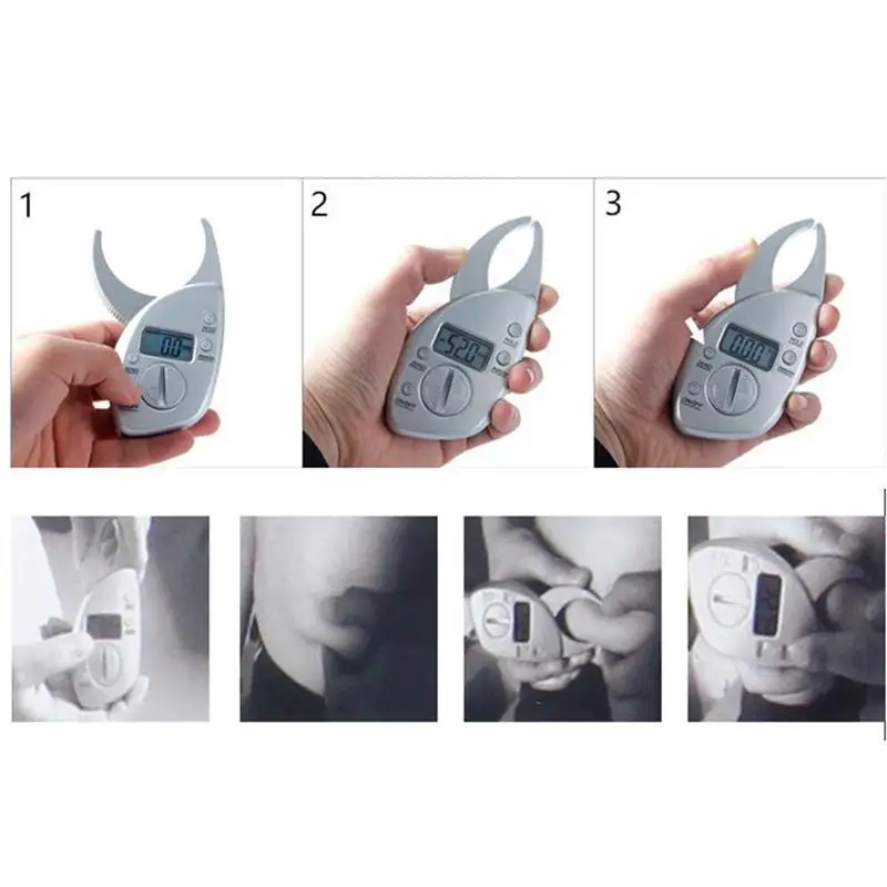 Fitness Body Fat Caliper Clip Fat Measuring Tool Clear LCD Display Skin Fold Analyzer Professional Adipometer Caliper