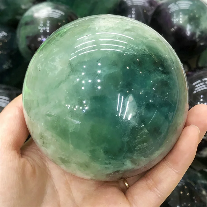 8CM Natural Rainbow Fluorite Sphere Ball Real Gemstone For FengShui Meditation Healing Witch Home Decoration Gift