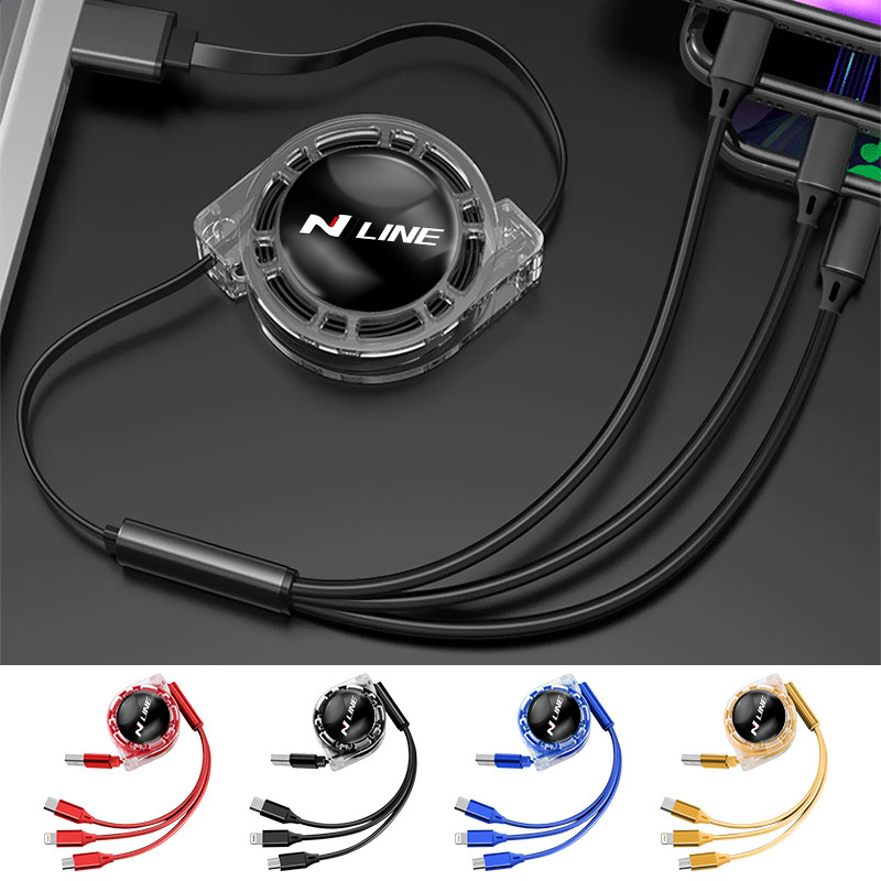 3 In 1 Micro USB Type C Charging Cable Multi Charger For Hyundai I30 I20 I10 Accent IX35 Tucson Elantra Venue Veloster Kona Getz