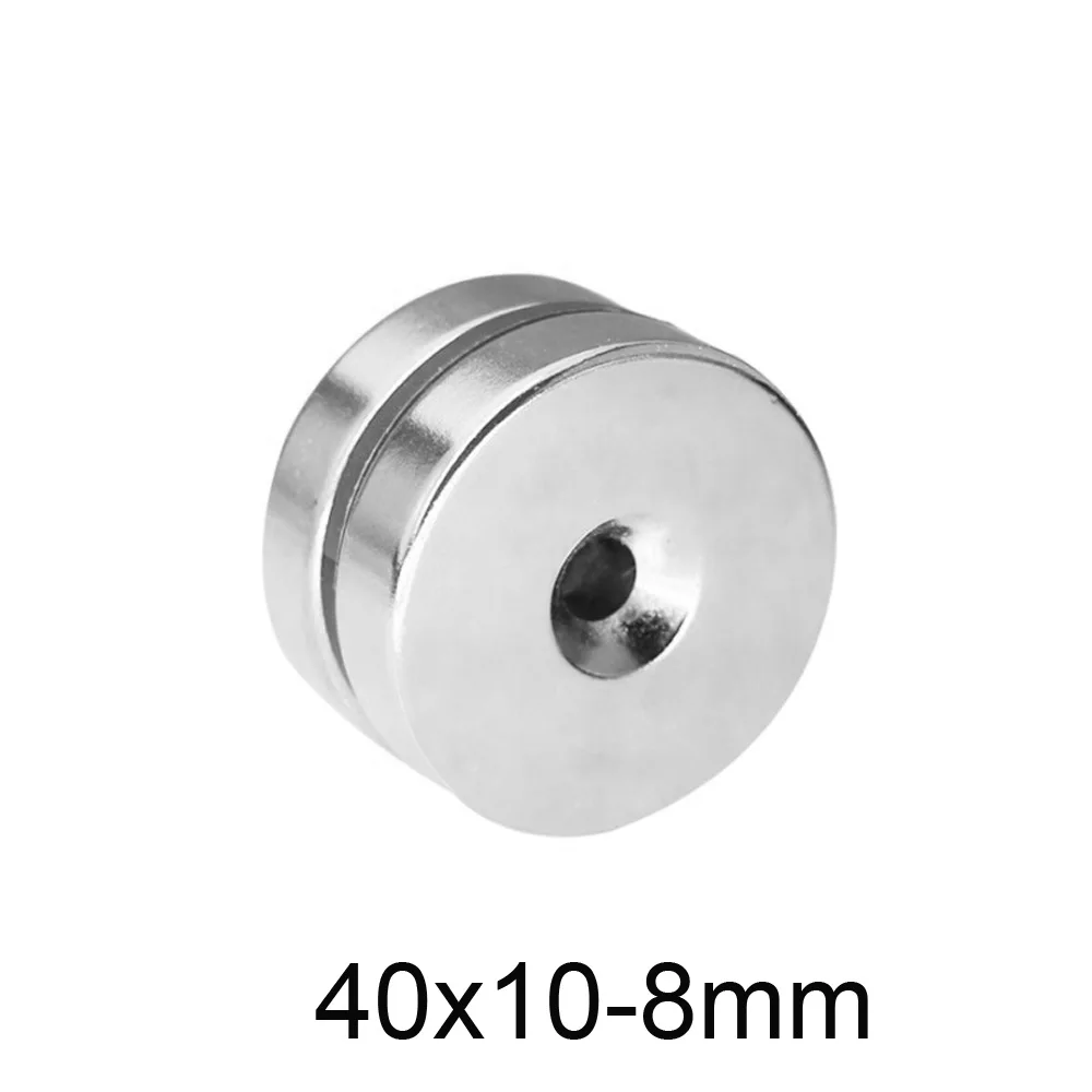 

1~10PCS 40x10-8 Strong Cylinder Rare Earth Countersunk Magnet 40*10 Hole 8mm Round Magnetic Magnets N35 40x10-8mm 40*10-8 mm