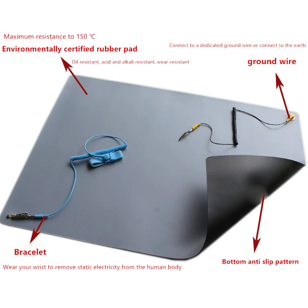 Anti-Static Mat ESD Pad Antistatic Blanket Ground Wire ESD Wrist 700*500*2.0mm For Mobile Computer PCB Repaired