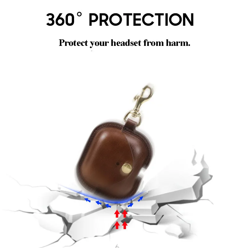 Leather Case for Galaxy Buds 3 All Around Shockproof Protective Cover with Anti-lost Buckle for Buds 3pro Headset Charging Box