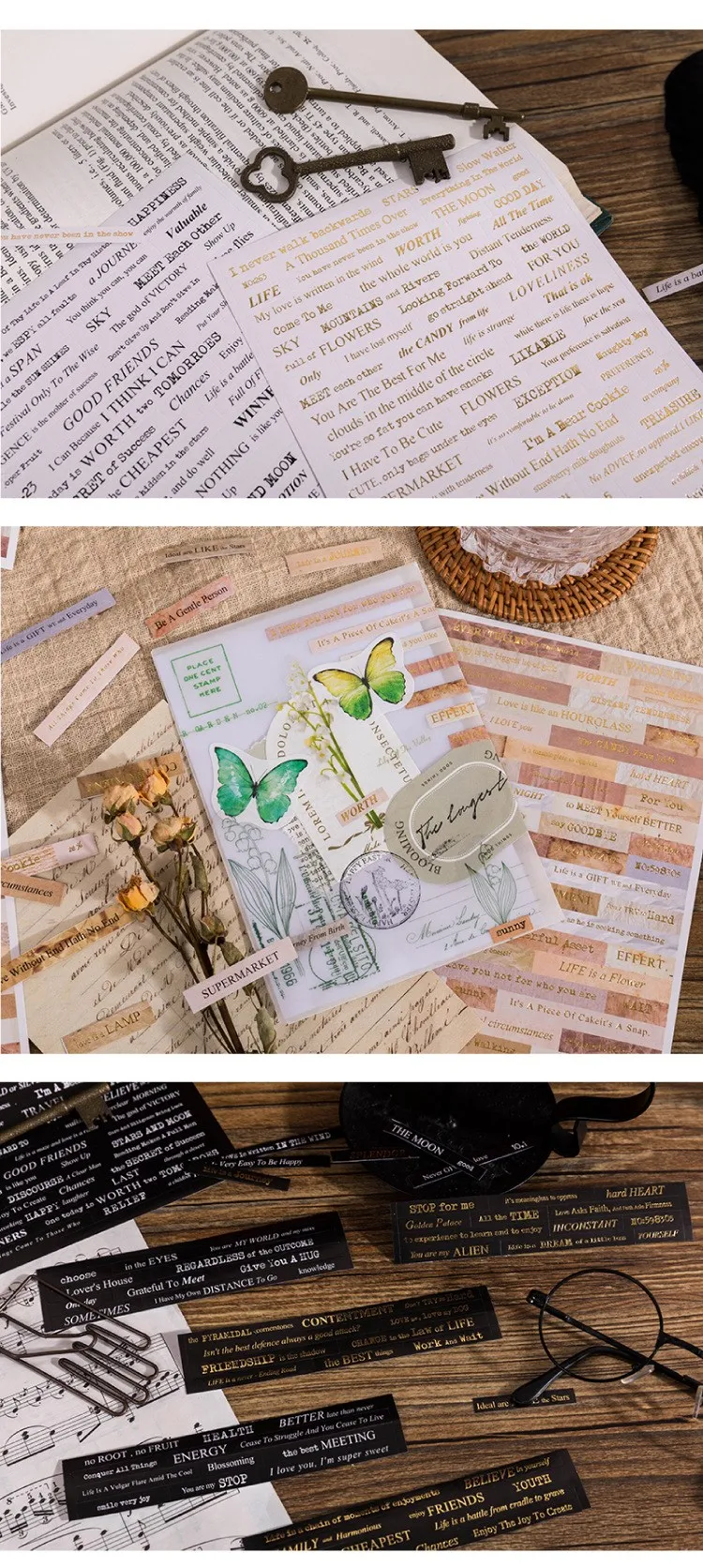 4 Sheets Quote Stickers Packaging for Journals, Scrapbook Stickers with Inspirational W... - SKU QSP02151 - UGI Packaging