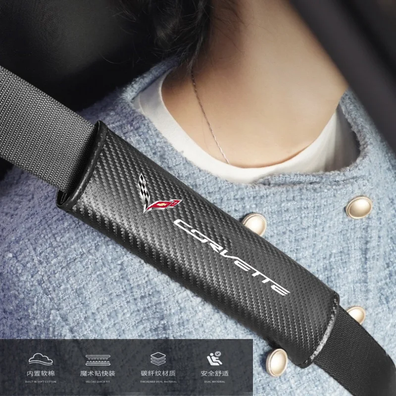 For Corvette C1 C2 C3 C4 C5 C5 C6 C7 C6-R C8 Car Seatbelt Shoulder Pad Cover Carbon Fiber Seat Belt Protector Cushion