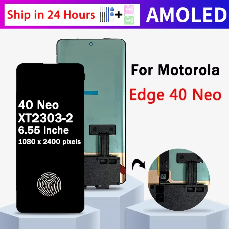 6.55 ''nouveau AMOLED pour Motorola Edge 40 Neo LCD XT2307-1 écran tactile numériseur assemblée pour Moto Edge40 Neo LCD