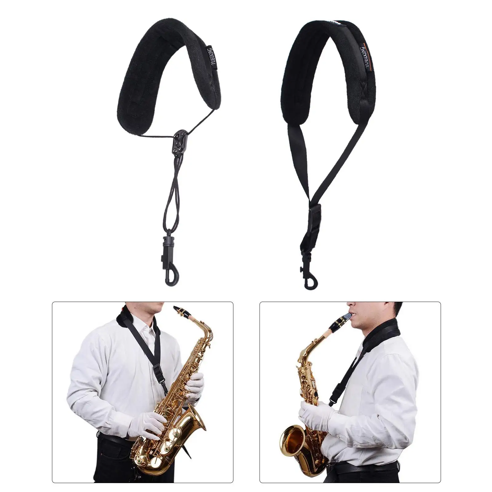 Soft Saxophone Neck Strap with Metal Snap Adjustable Length Clarinet Neck Strap
