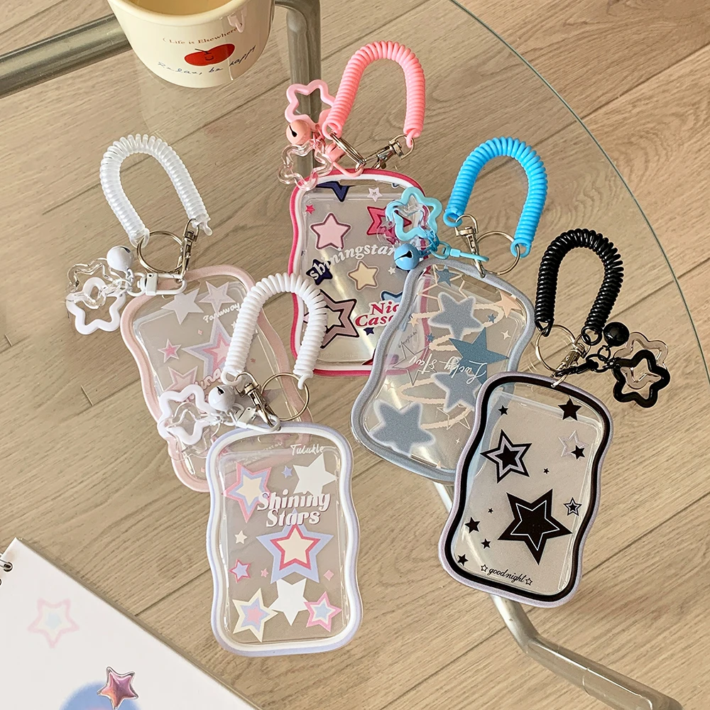 Gradient color stars Student slide card sleeve meal card bus card ID card sleeve campus card 3