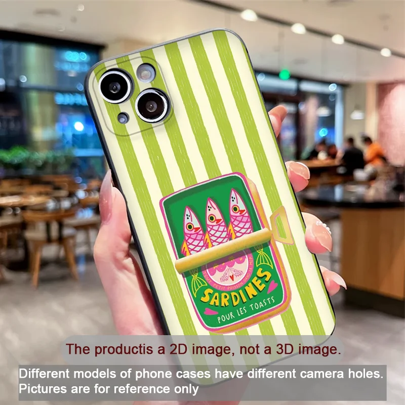 Cartoon Pink Blue Striped Sardines Phone Case: Soft and Stylish Cover