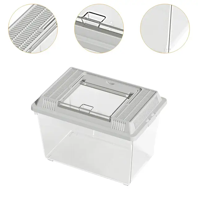 Turtle Bathing Tank, Reptile Tank, Multifunctional Outdoor Habitat Box Turtle Container with Lid for Frog, 5