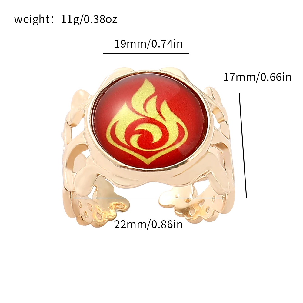 Anime Luminous Genshin Impact Vision Ring God's Eye Open Ring for Men Women Adjustable Finger Jewelry Birthday Gift 2
