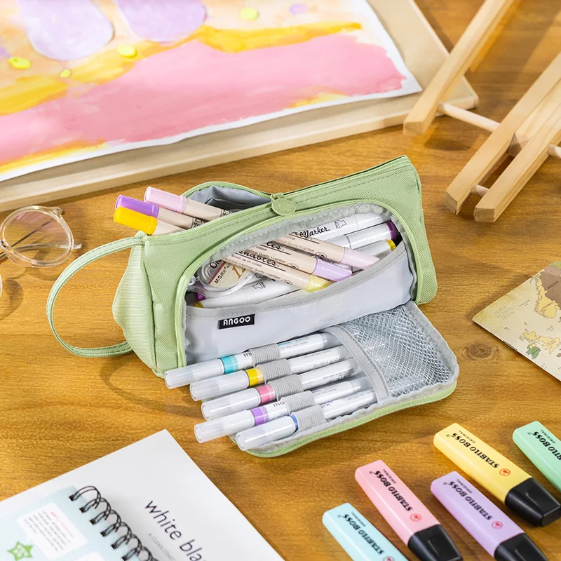 Astuccio Pieghevole Grande Capacità In Tessuto Oxford, Con 5 Scomparti E Tasca, Porta Matite Per Scuola E Ufficio, Per Studenti
