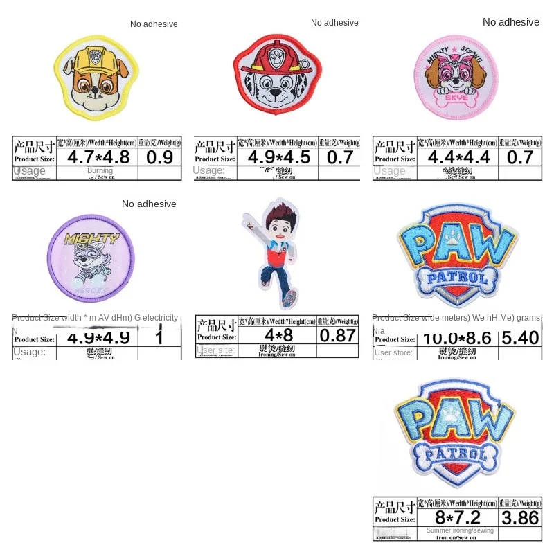 Paw Patrol Cartoon Patch with Slogon Iron on Patches for Clothes DIY Embroidery Patch Cartoon Applique Fusible Stickers Badge