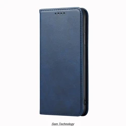 Leather Magnetic Wallet Flip Cover - Stylish Holster Case for Just Case (XNWQC Blue)