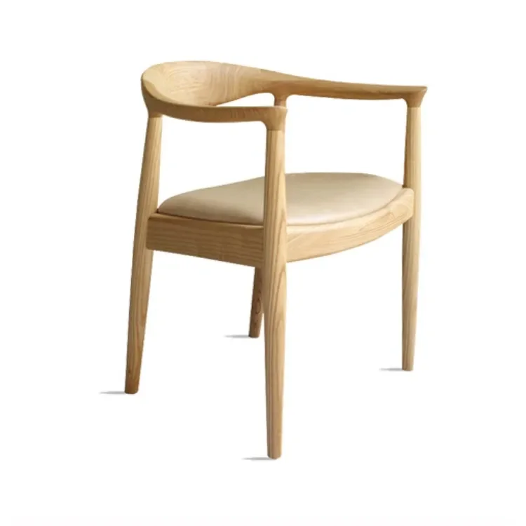Foshan factory supply Nordic solid wood coffee chair round back rchair dining chair for hotel