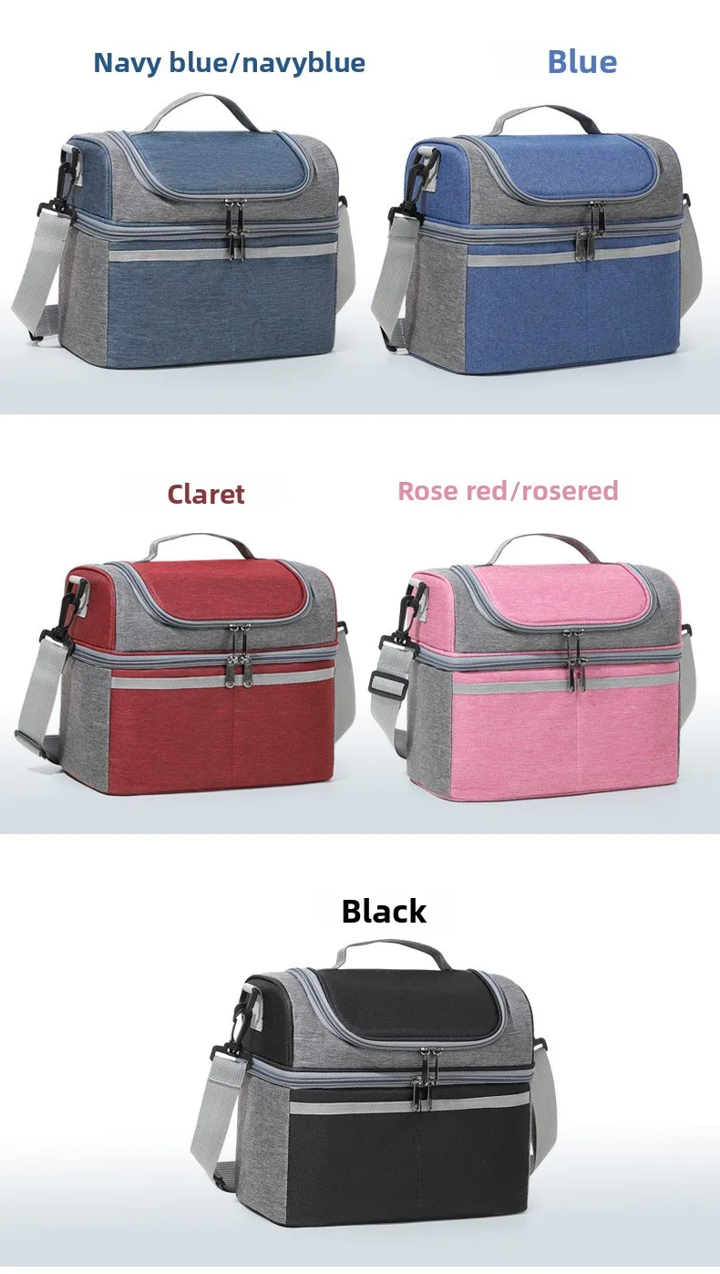 Tragbare, auslaufsichere, isolierte Lunch-Kühltasche – Thermo-Lebensmitteltasche mit Umhängetasche, passend für 2-lagige Bento-Box für Arbeitsreisen – Detail 3