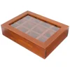 Solid Wood Retro Aged Transparent Glass 12-compartment Storage Box Jewelry Stationery Wooden Display Case Boxes for Ring Tray 6