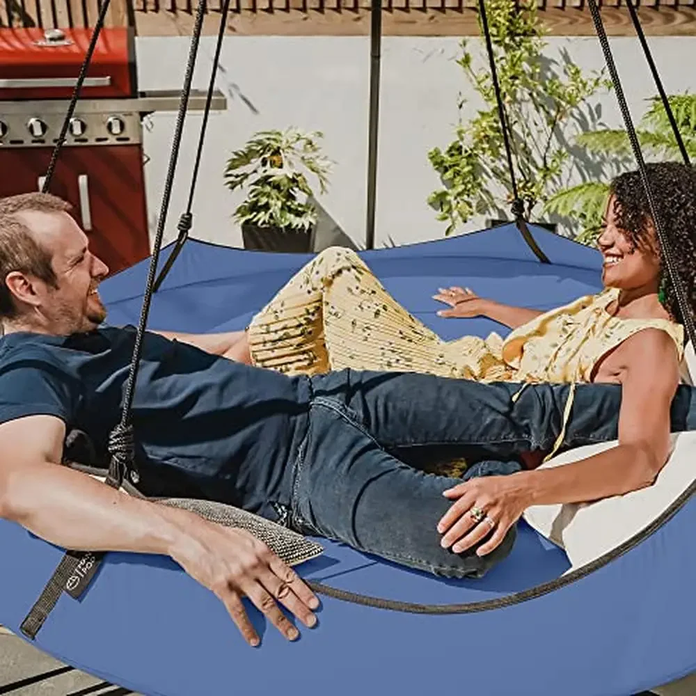 Circular Family Hammock Bed & Stand/Hanging Chair/Porch Swing Garden Deck Lawn Patio Portable & Sturdy Perfect Home & Camping 6