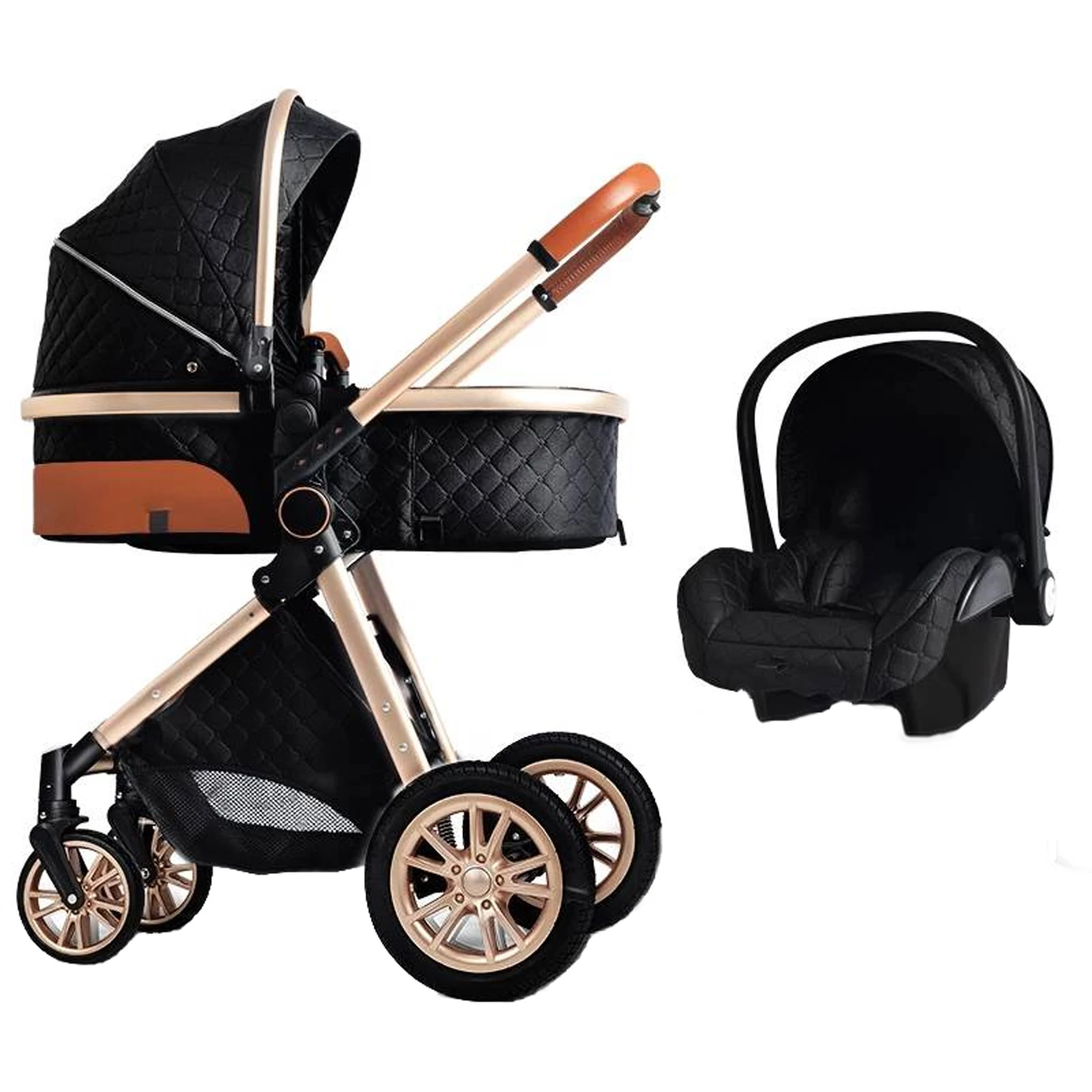 Luxury 3 in 1 Baby Stroller Reclining Baby Carriage High Landscape