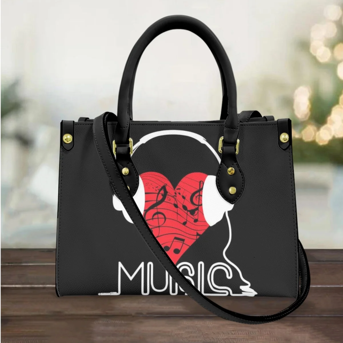 

FORUDESIGNS Women Hand Bags Music Heart Print Shoulder Bag Classic Style Messengers Handbags Commuter Daily Gift Bolsas