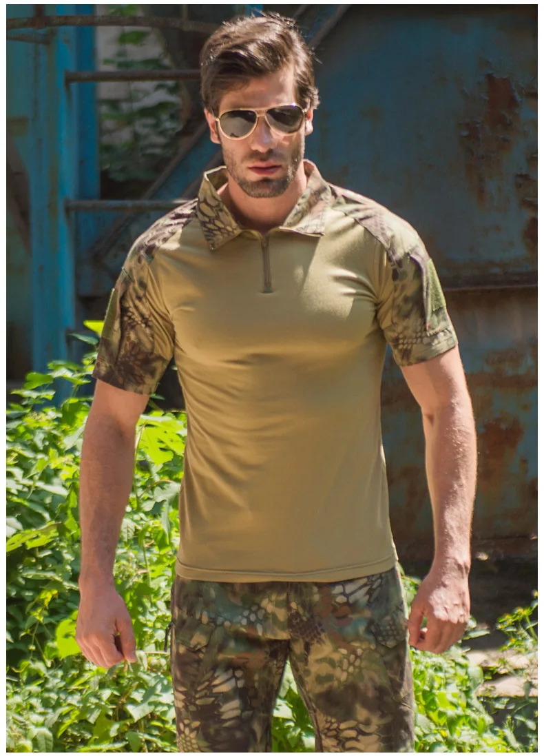 Description Picture 3 of itemTactical T-Shirts Mens Outdoor Sports Camouflage Cotton Tee Short Sleeve Shirt Hiking Hunting Combat Men Paintball Camo Clothing