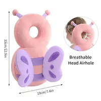Baby Head Protection Backpack - Soft & Comfortable, Cute Cartoon Design, Pink Butterfly 2