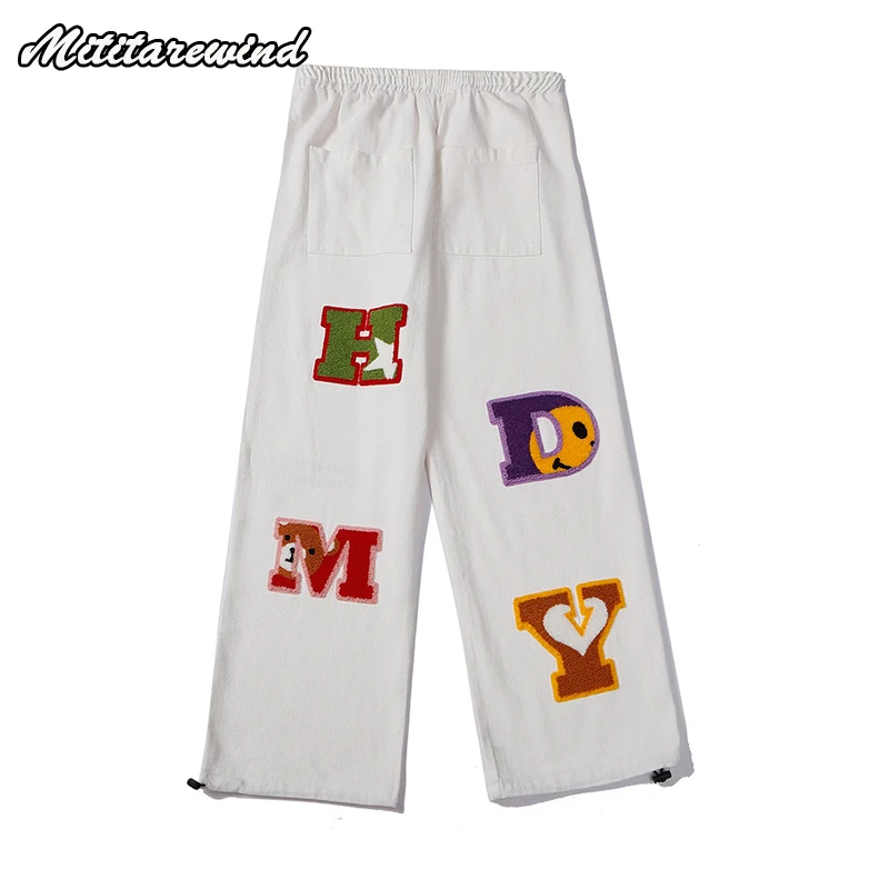 

High Street Men's Sweatpants Casual Sport Trousers Hip Hop Letter Print Embroidery Leg Drawstring Tied Men Pants Streetwear