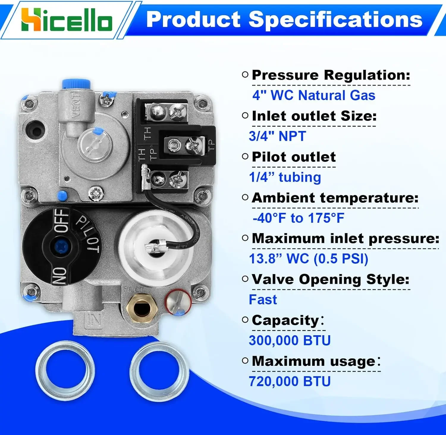 700 Series Millivolt Gas Valve Replacement Parts fit for Robertshaw 700-506 Thermostat Gas Combination Furnace Valves Repair