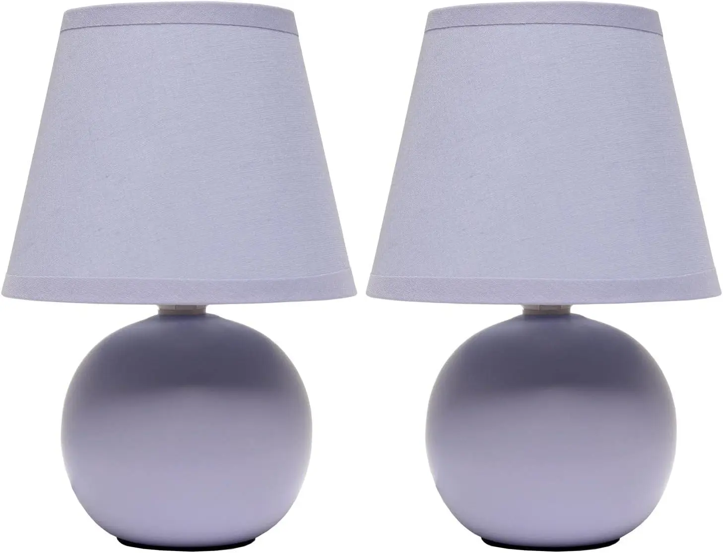 

8.66" Traditional Petite Ceramic Base Bedside Table Desk Lamp Two Pack Set with Matching Tapered Drum Fabric Shade Paper lanter