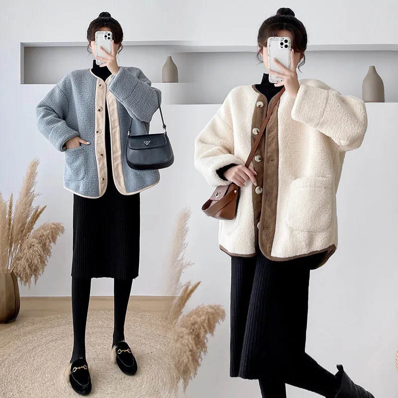 Artificial-fur Winter Jacket Maternity Pregnant Women Clothing Pregnancy Coat Artificial-Fleece Jackets Thick Coat Female Warm
