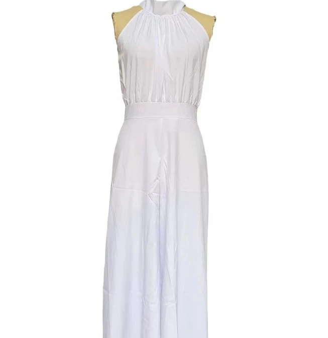 Women's Summer Solid Color Simple Hanging Neck Off Shoulder Elegant Intellectual Fashion Casual Women's Jumpsuit